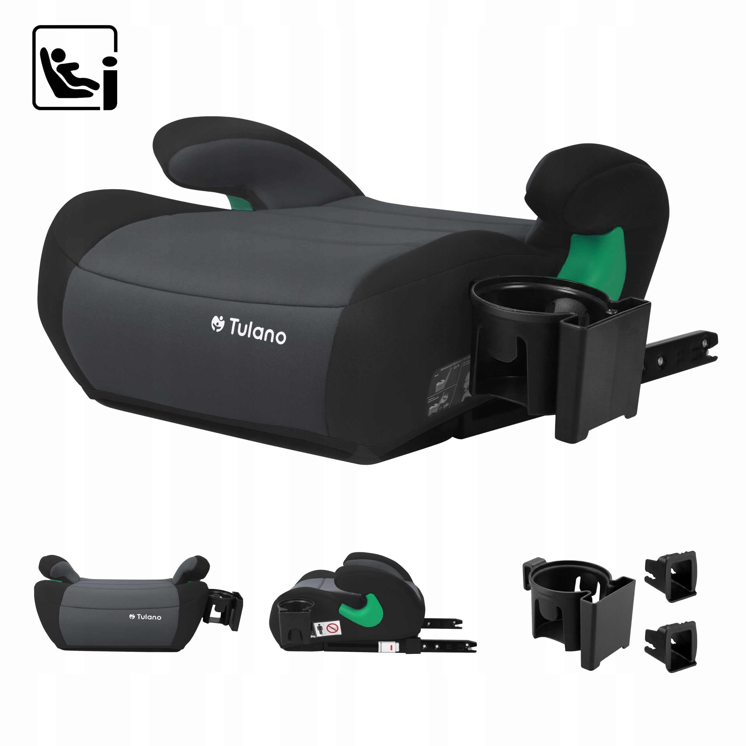 Fotelik samochodowy 15-36 kg isofix Tulano czarny poddupnik siedzisko