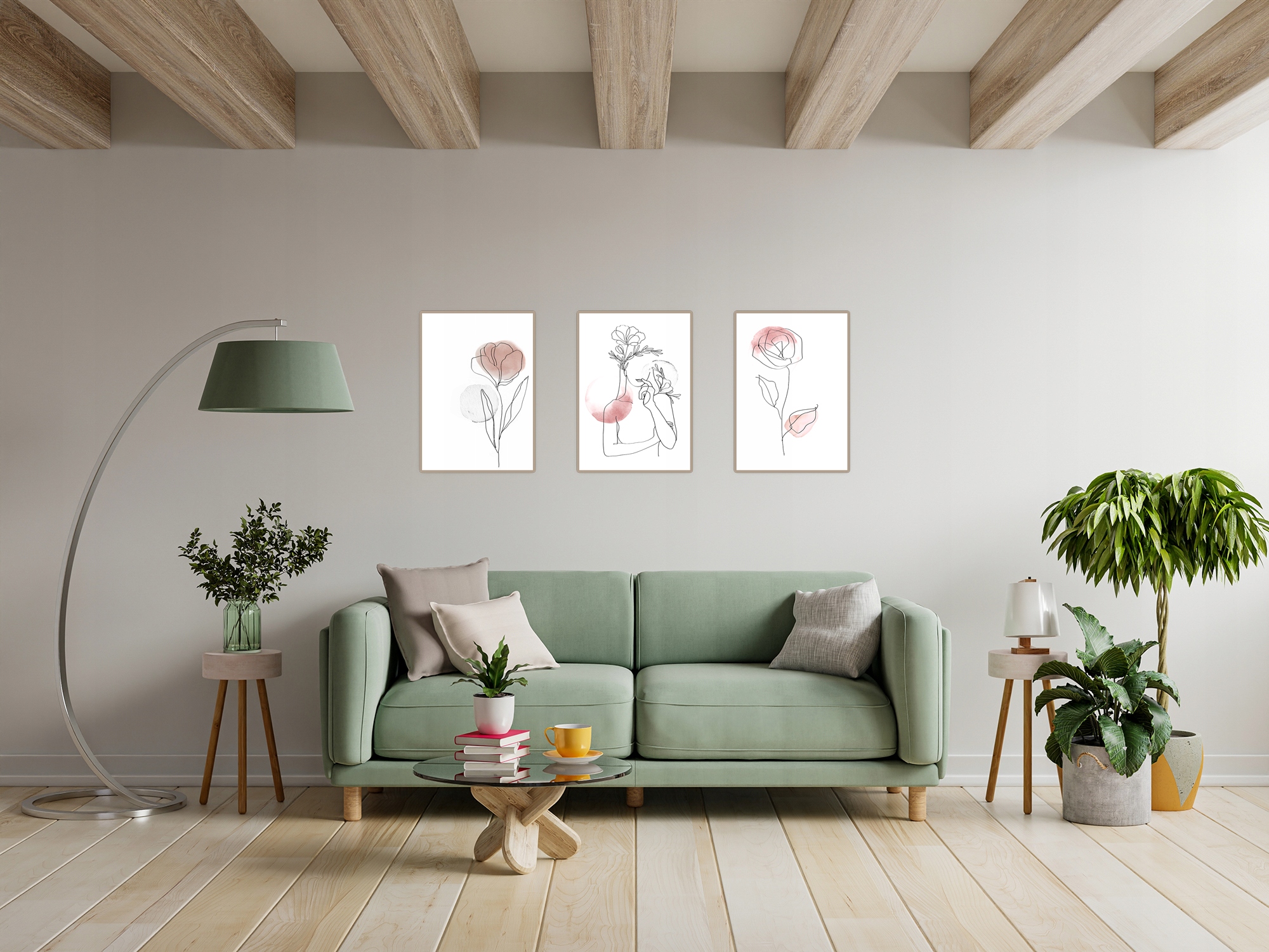 ZESTAW PLAKATÓW A4 NOWOCZESNY RÓŻ BOHO SERIA LINIA Marka inna