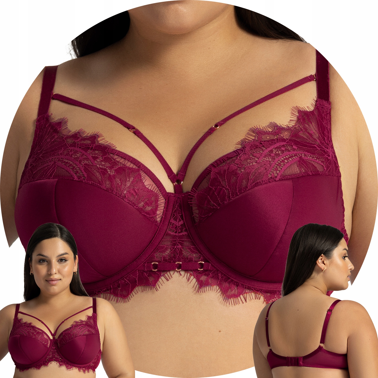 Ava 2149 Mystic chianti červená krajka Polovyztužená podprsenka 90F