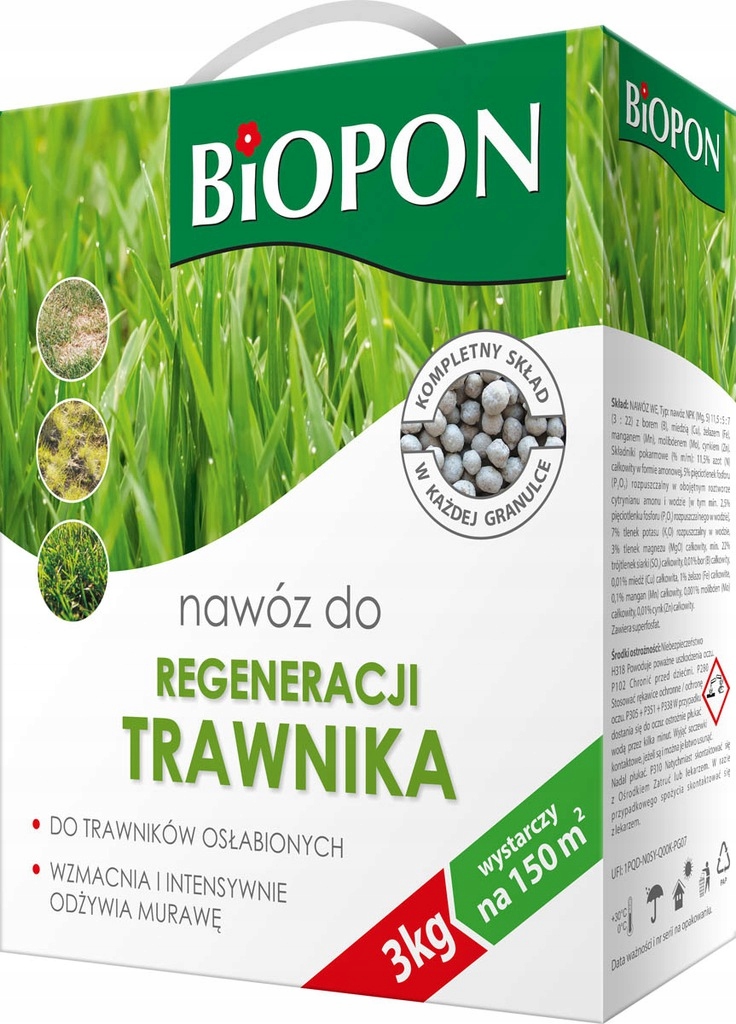 

Nawóz do Regeneracji Trawnika Biopon 3 kg
