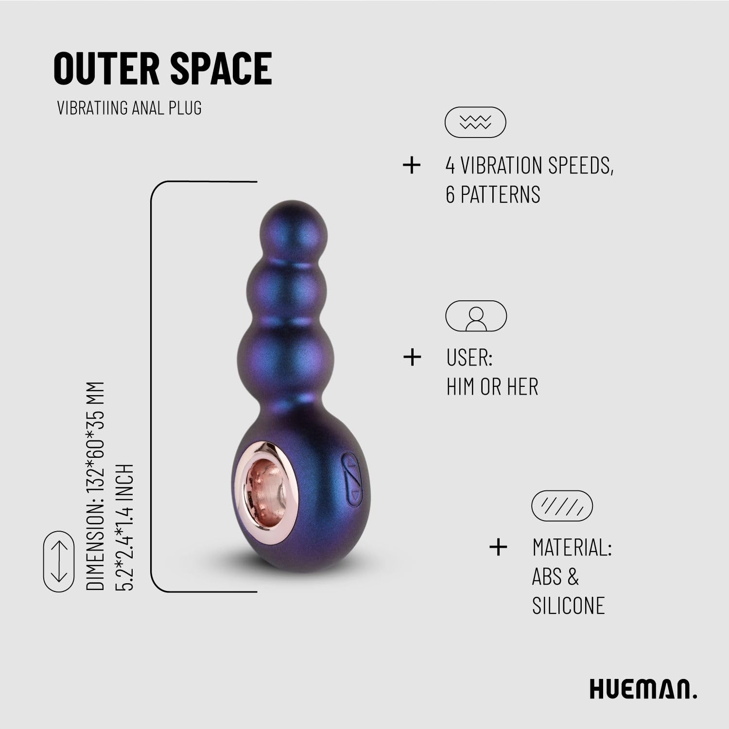 HUEMAN Wibrujący Korek Analny Kosmos — miniatura 3