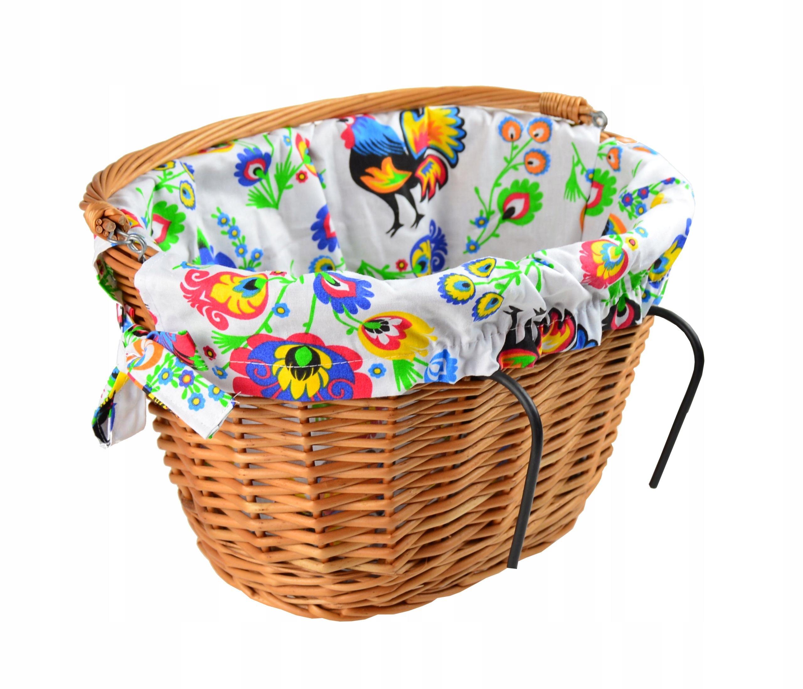 Wiklinowy KOSZYK NA ROWER na kierownicę + WKŁAD Kolor dominujący brązowy