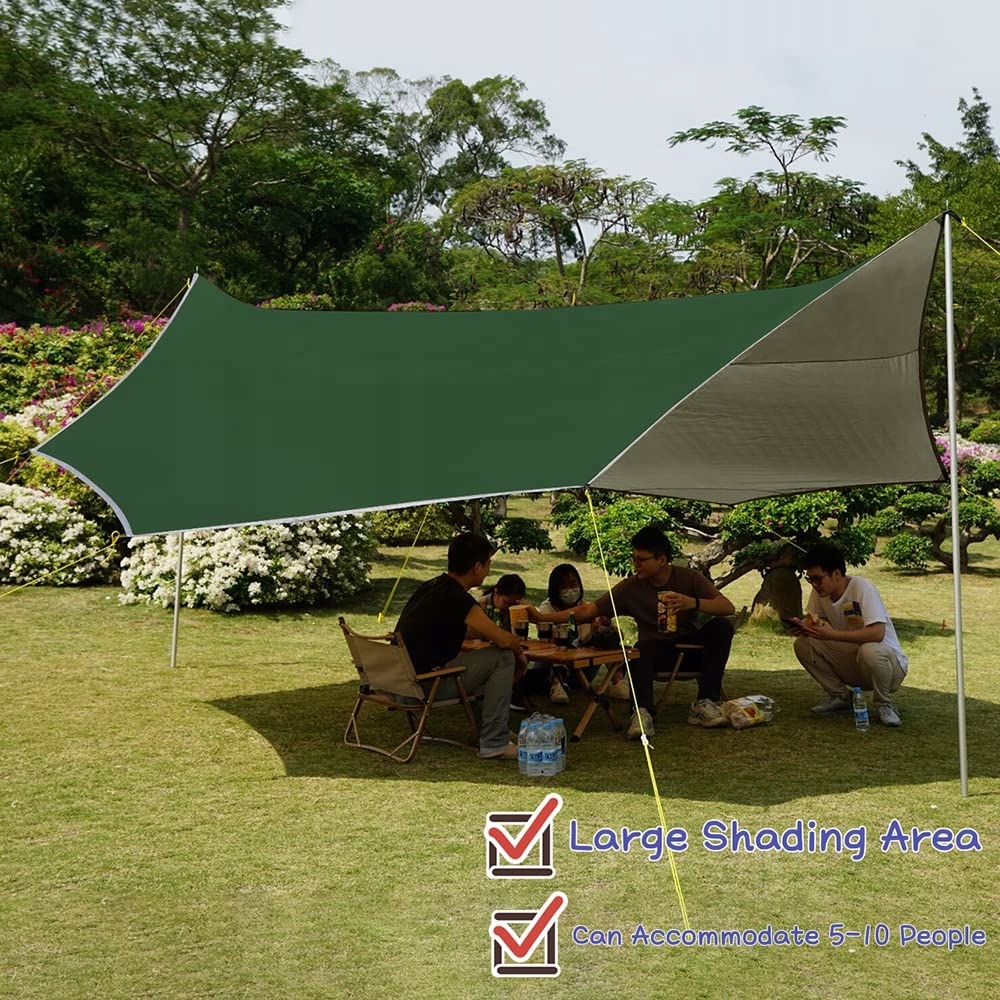 OUTDOOR HÄNGEMATTE Tarp Wodoodporny Namiot Hexagon Camping Mata Survival — miniatura 2