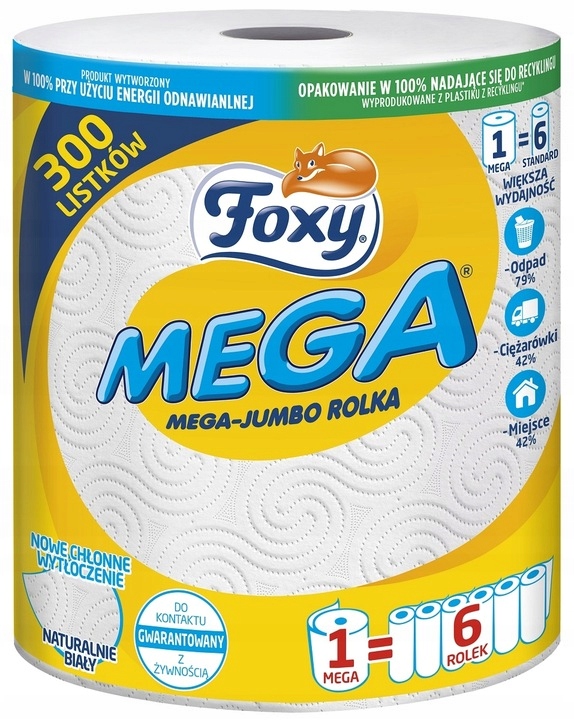 Ręcznik kuchenny Foxy Mega Jumbo (300 listków) x 3 EAN (GTIN) 5900935002009