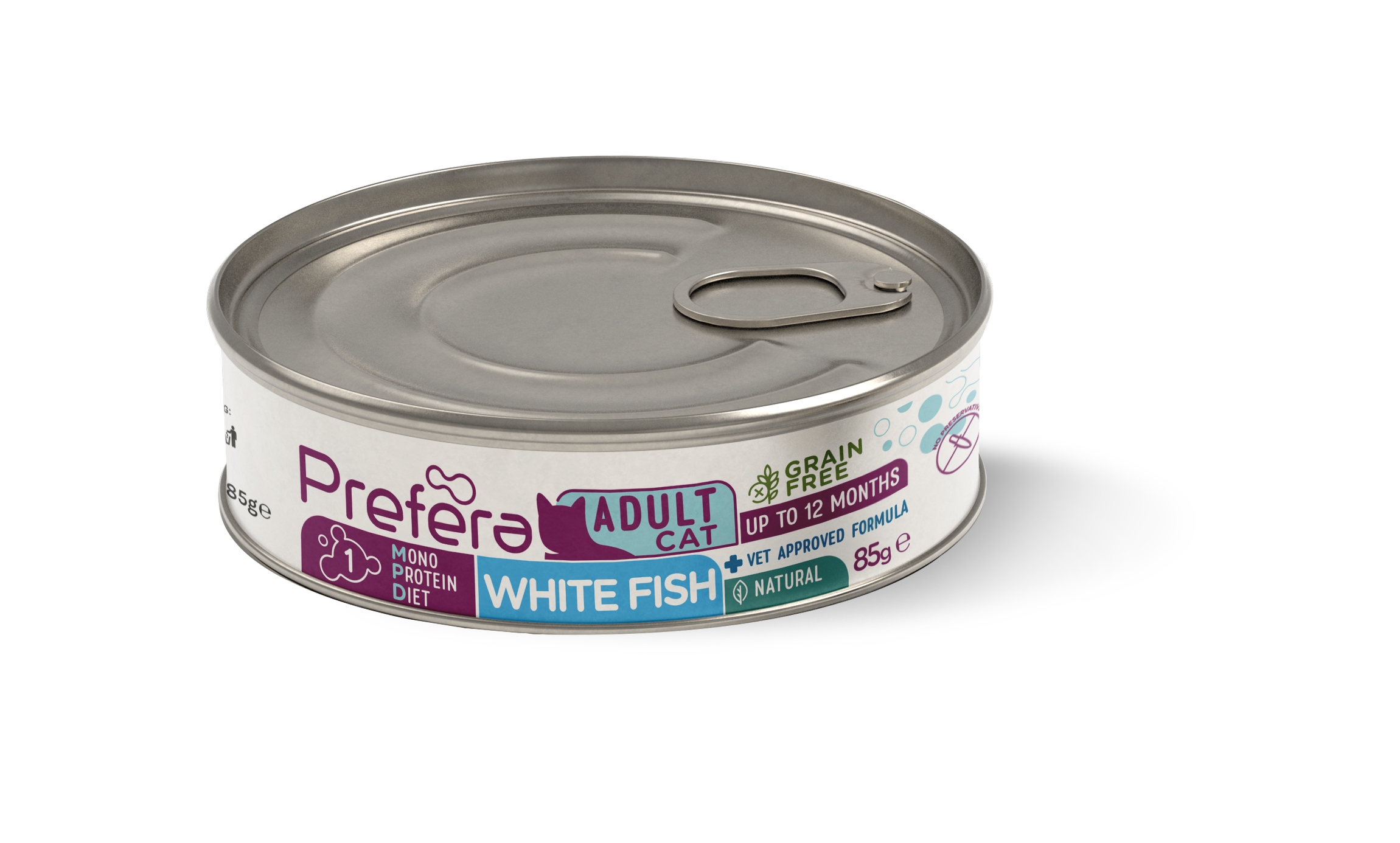 Prefera Monoproteinové pro kočky krmivo kočky s bílou ryba , schváleno veterinářem, 85 g