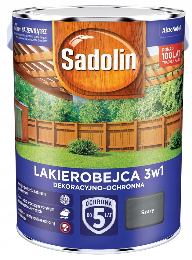

Lakierobejca Sadolin 3w1, szary, 5l