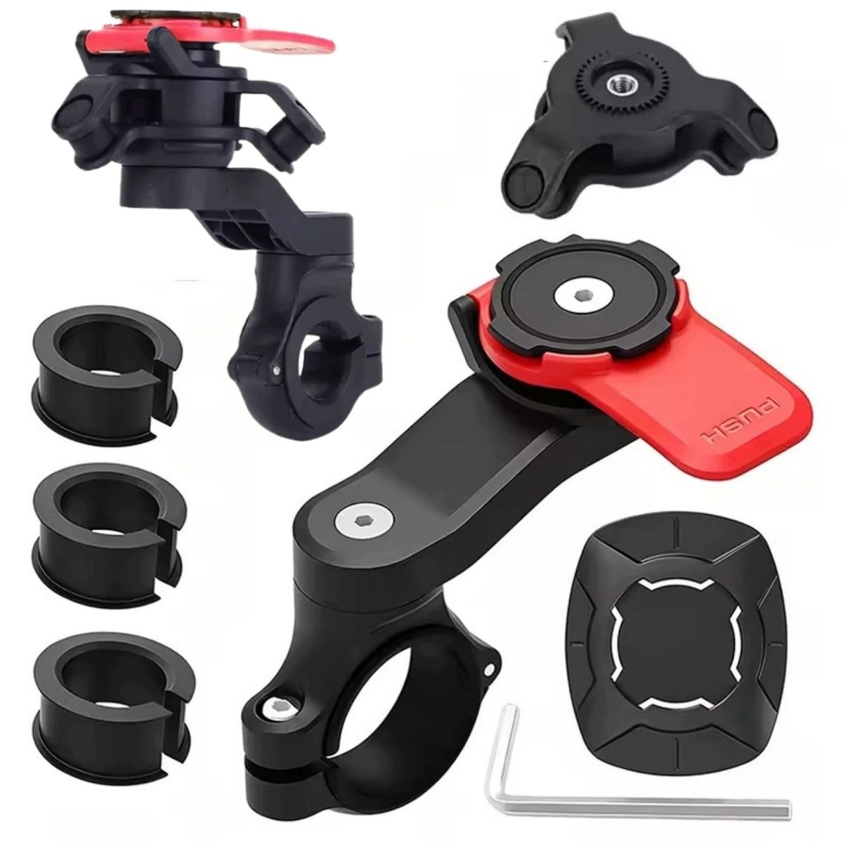 Quick Lock Red Uchwyt na Telefon Motocykl Rower Quad Tłumik Drgań