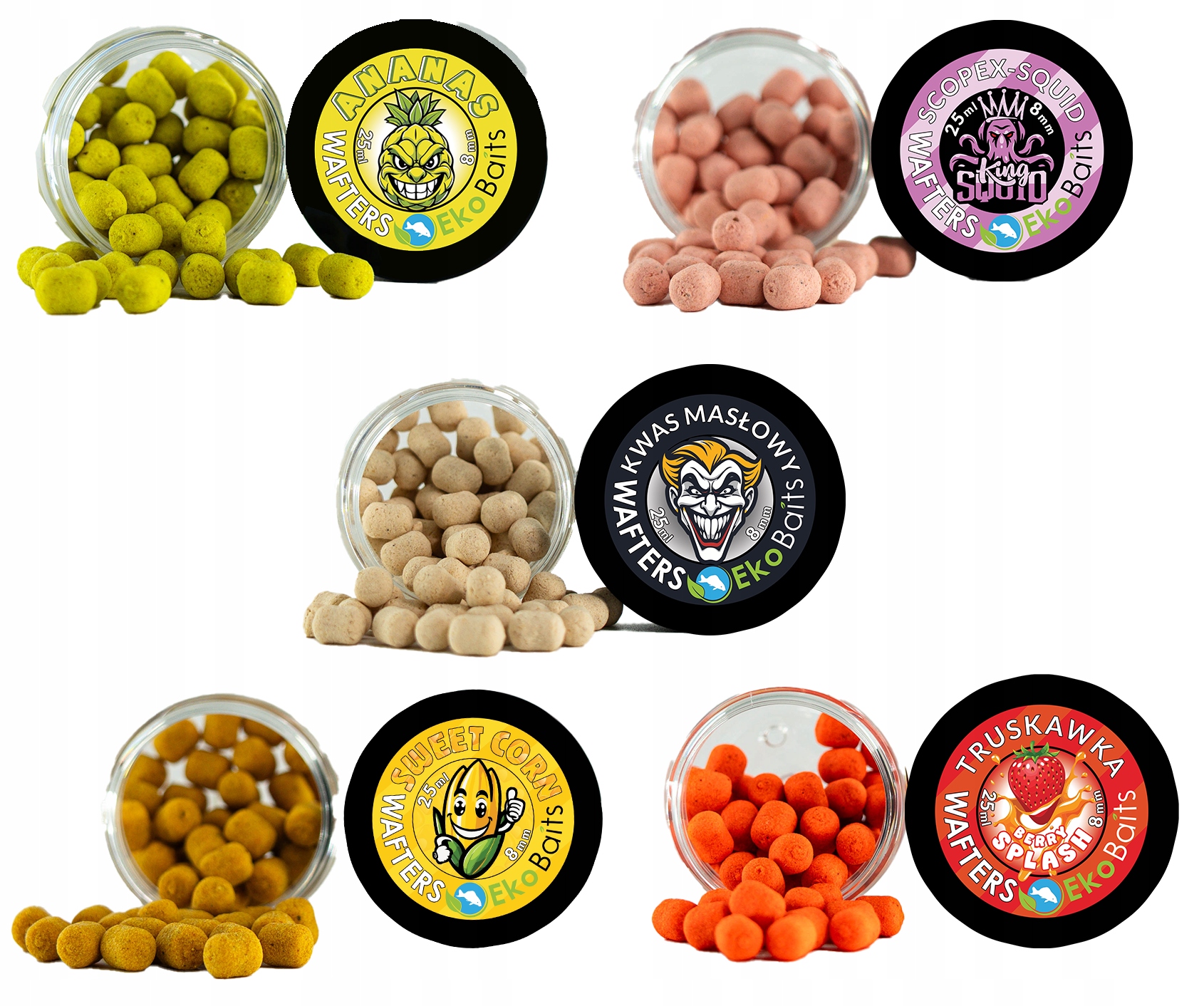 Wafters 8 mm Method Feeder Mix 5x Smaków Zestaw Na Karpia Eko Baits