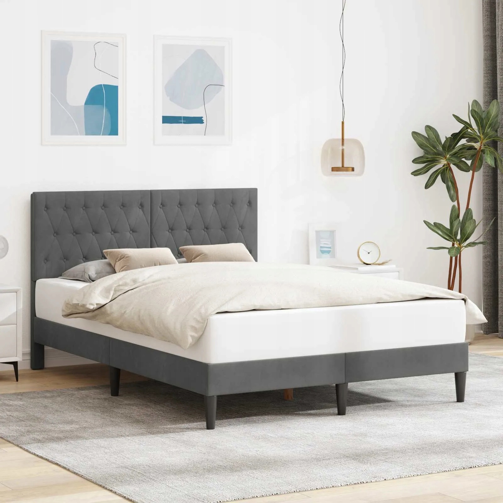 vidaXL Rám postele s čelo Tmavě šedá 120 x 200 cm Samet