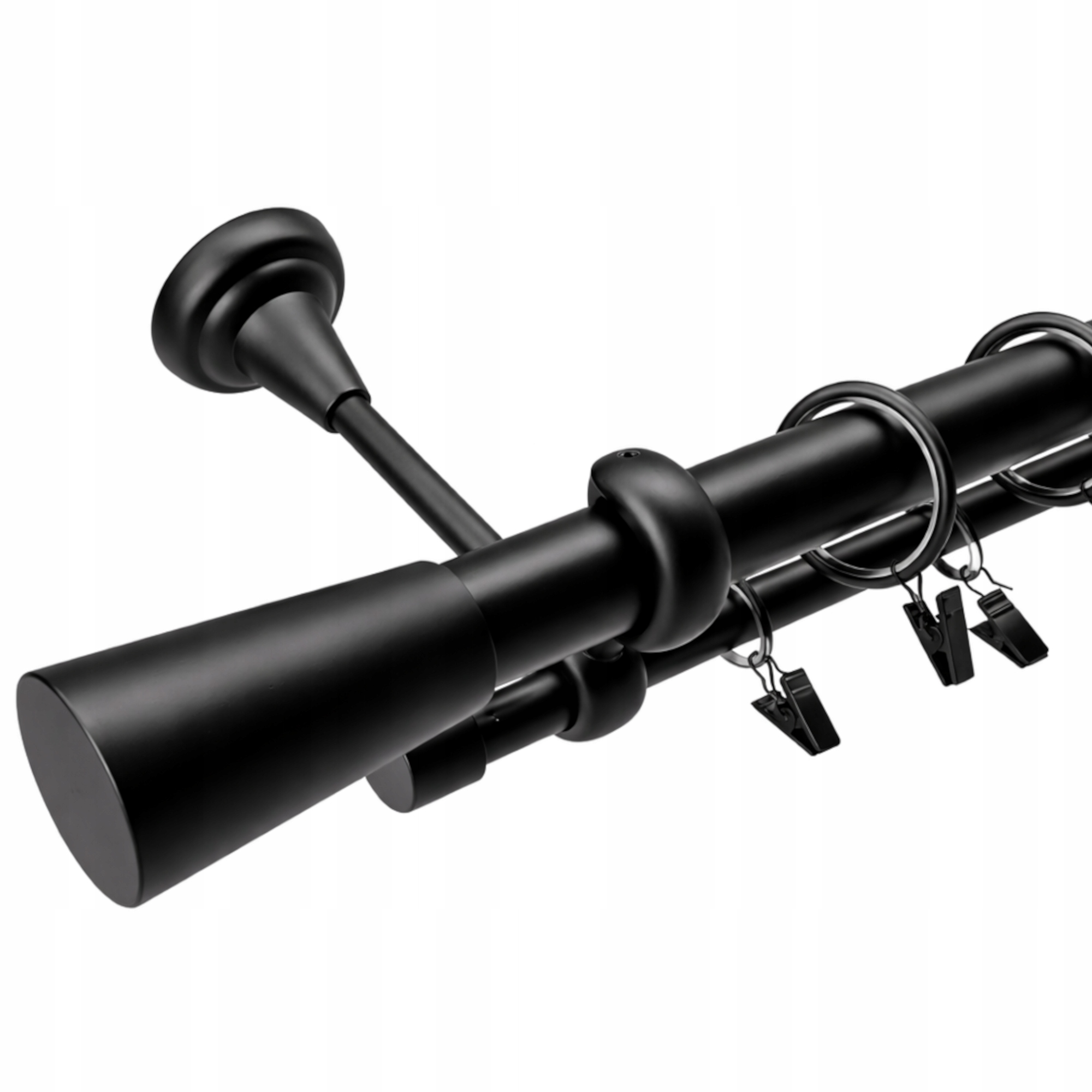 Dvojitá Garnýž kovová stropní matná černá mix koncovek 25+19 mm 140 cm