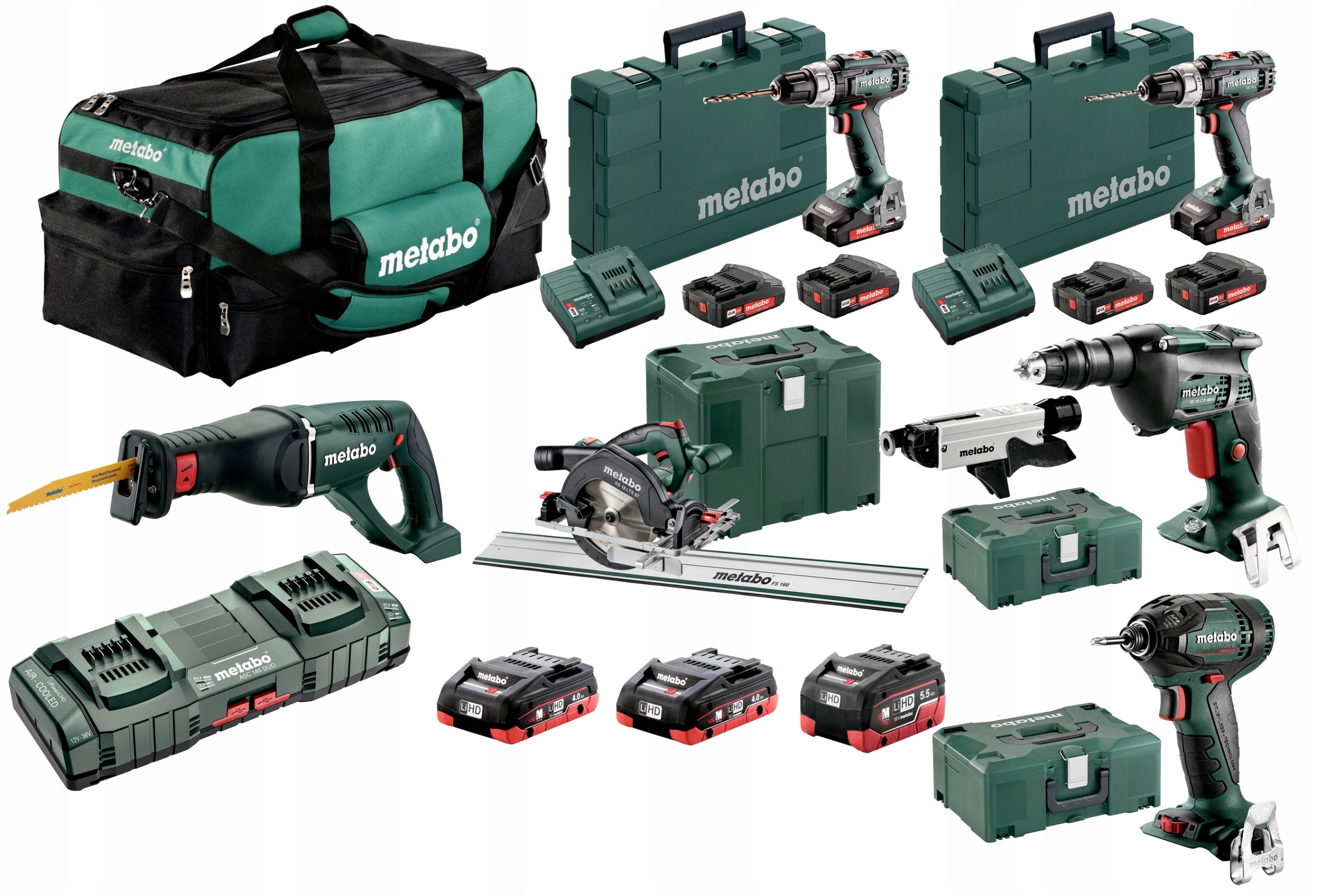 METABO ZESTAW COMBO 6 NARZĘDZI 9 AKUMULATORÓW