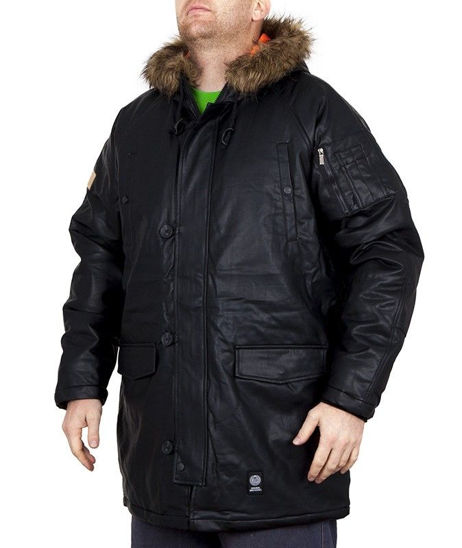 Kurtka zimowa Mass Dnm Combat Leather czarna długa odpinany kaptur L