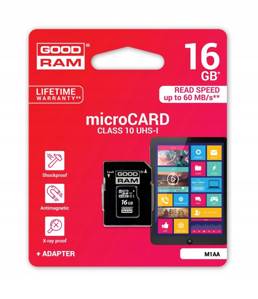 KARTA PAMIĘCI 16GB microSDHC GOODRAM CL10 UHS 1