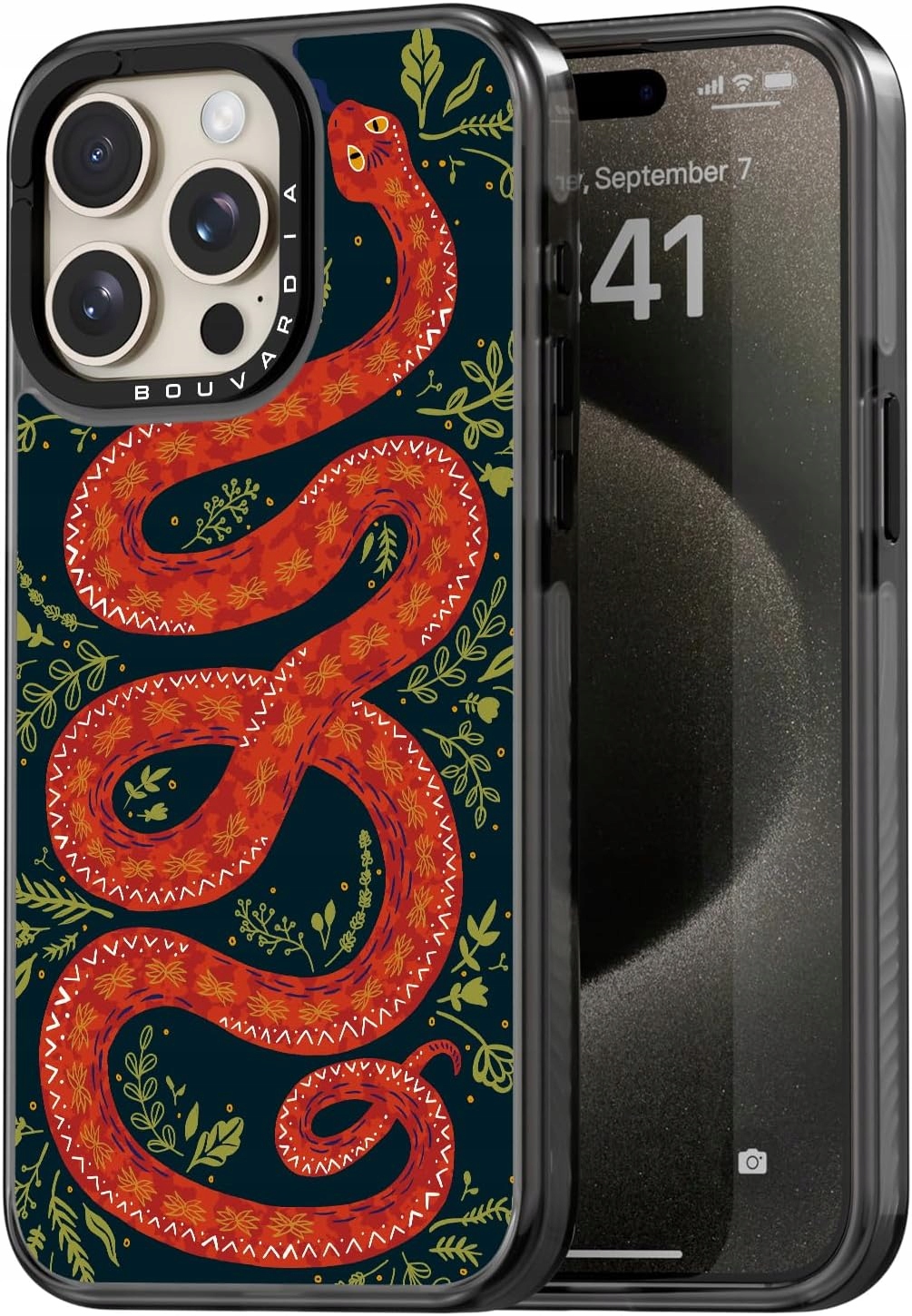 Etui Bouvardia iPhone 15 Gothic Snake, Shockproof
