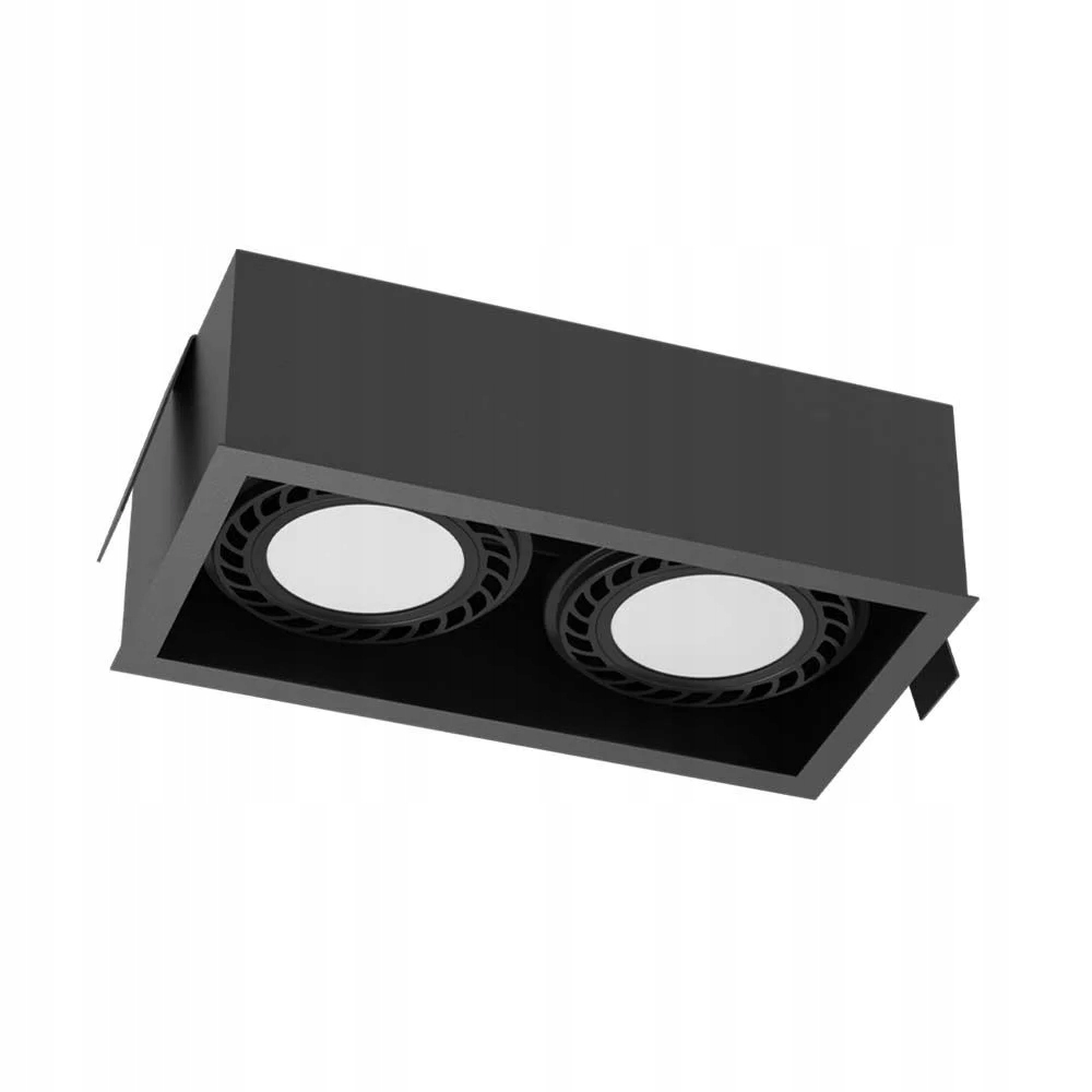 Lampa s dvojitým zapusteným svietidlom, čierna, obdĺžniková, 25 cm, očko Brosline