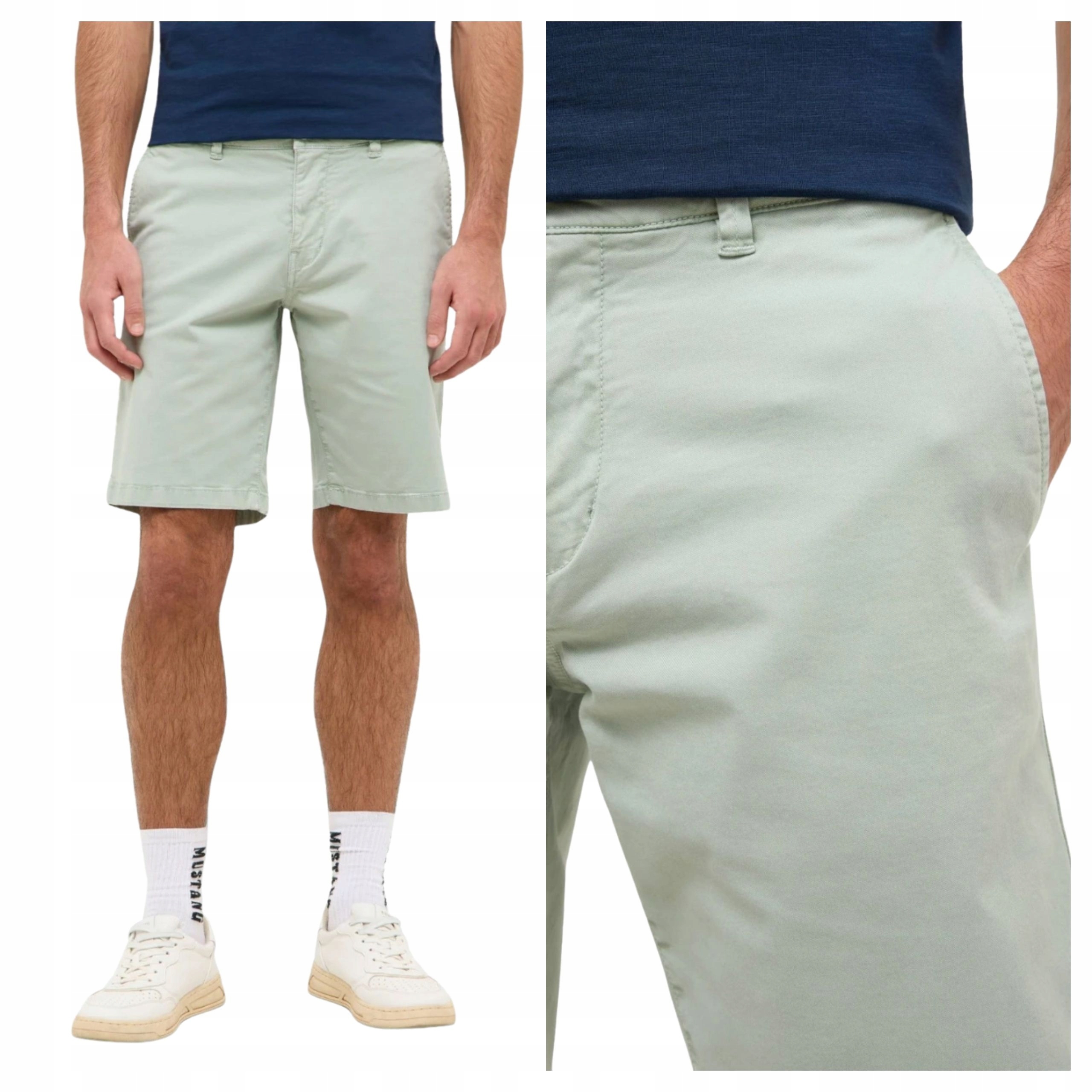 Pánské šortky Mustang Amsterdam Světle zelené Bavlněné Casual W35