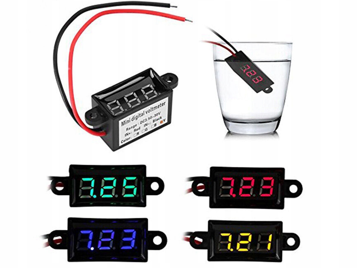 Panelowy woltomierz wodoodporny 30V DC żółty Rodzaj miernik