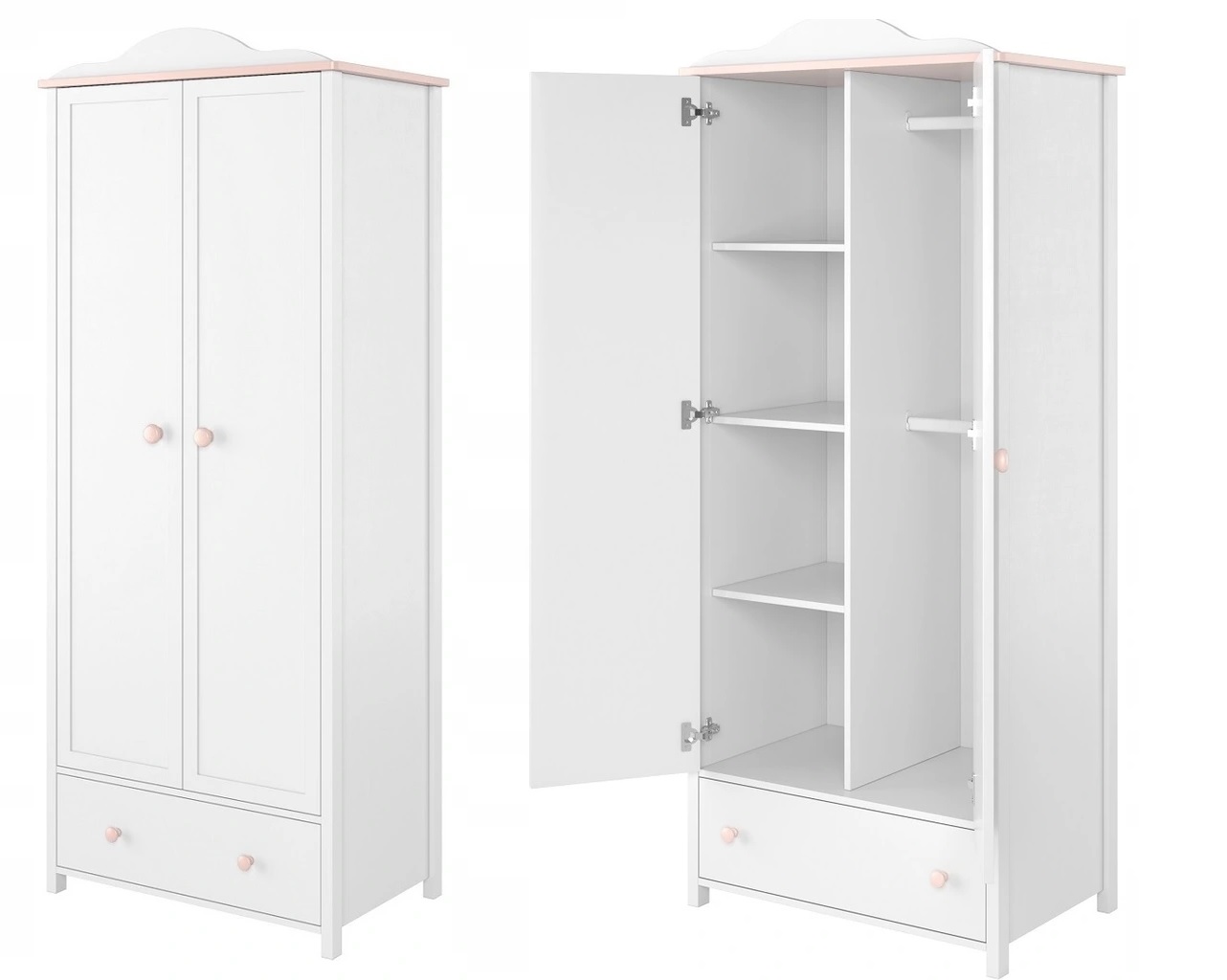 24H meble LUNA szafa LN12 dzielona biale róż