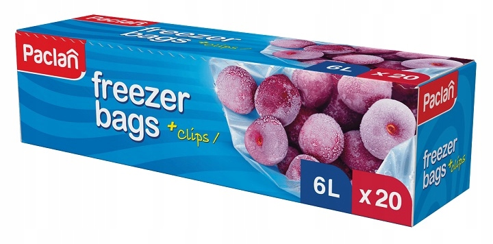 PACLAN Woreczki na Mrożonki z Klipsami 6L x 20 szt