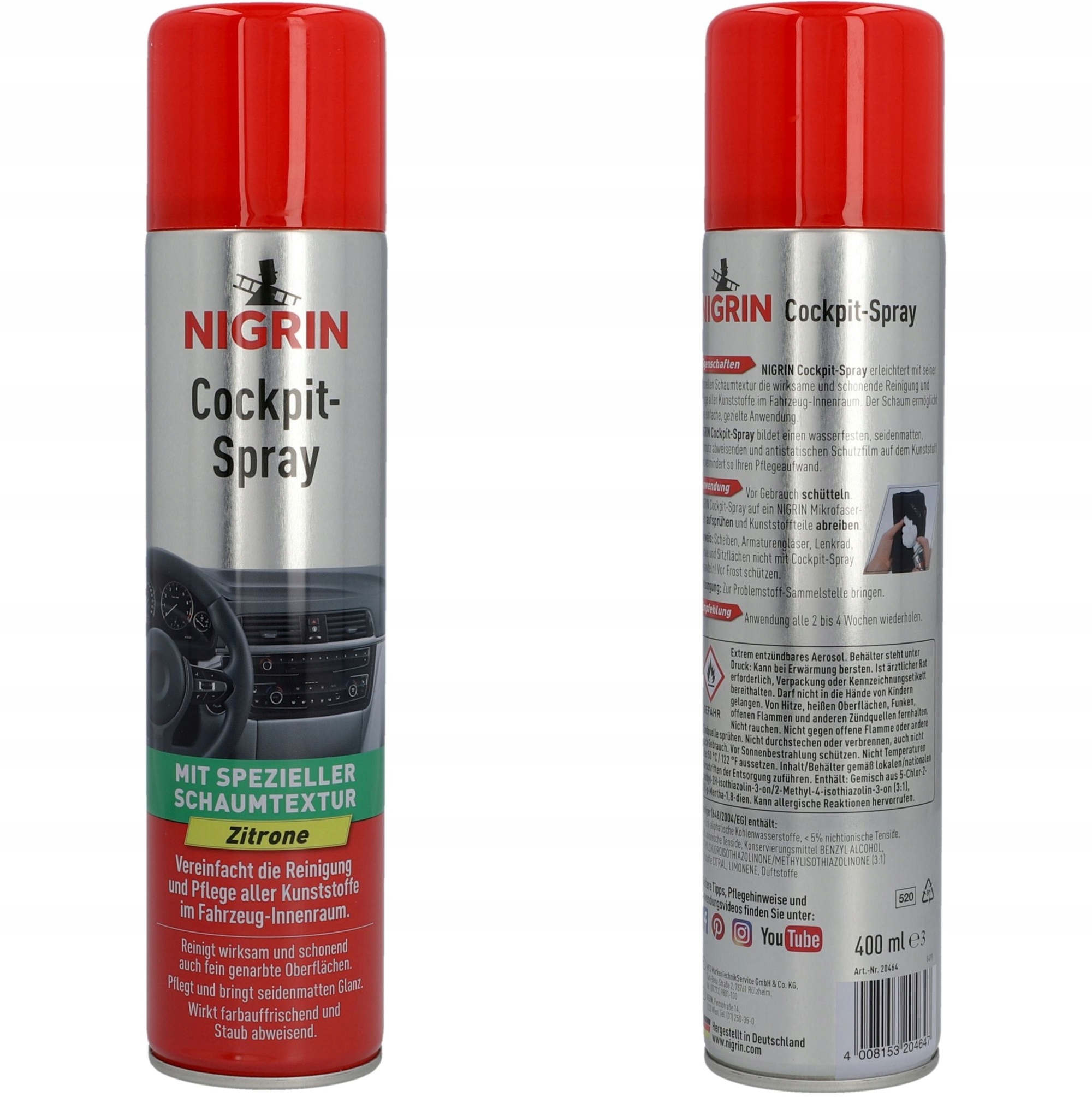 Nigrin Preparat Spray do Czyszczenia i Pielęgnacji Kokpitu 400 ml Cytryna