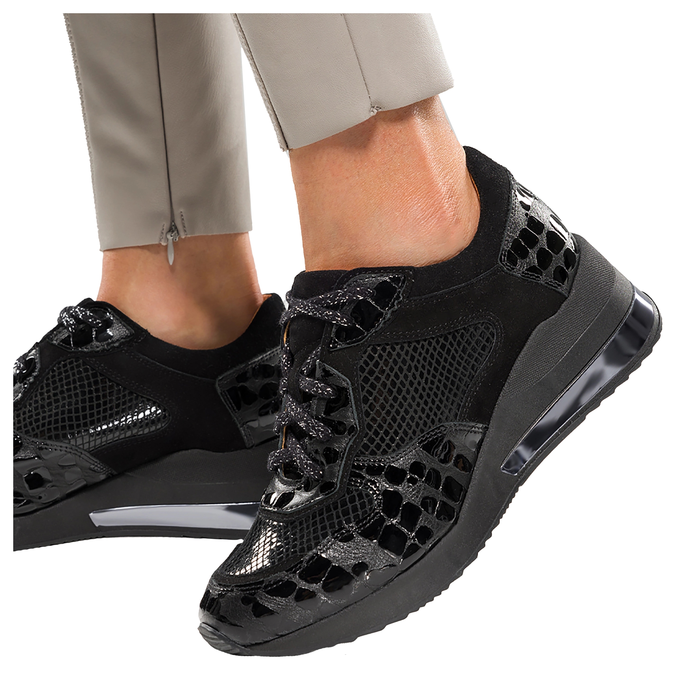 Černé Kožené Tenisky Dámská Sportovní Obuv Na Koturně Modní vel. 38