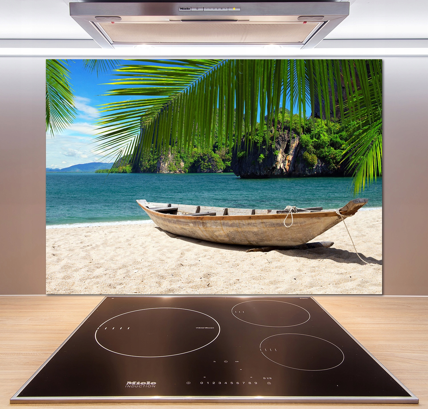 

Panel do kuchni Łódka na plaży 100x70 cm + Klej