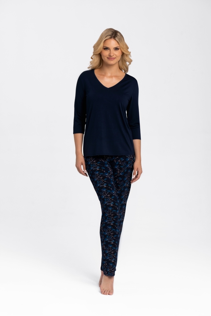 Dámské pyžamo s dlouhými kalhotami Babell Aretha tmavě modré L