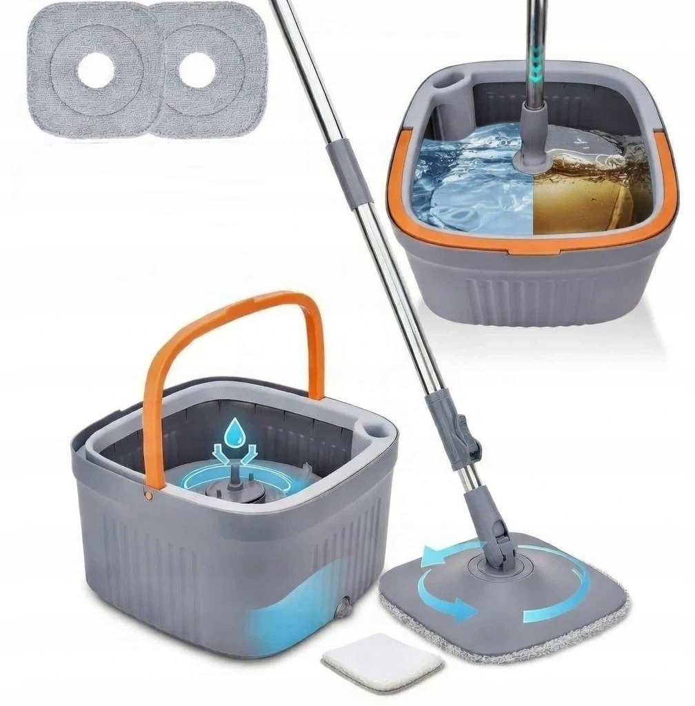 Smart Mop Obrotowy Z Separacją Wody Brudnej Od Czystej Szary