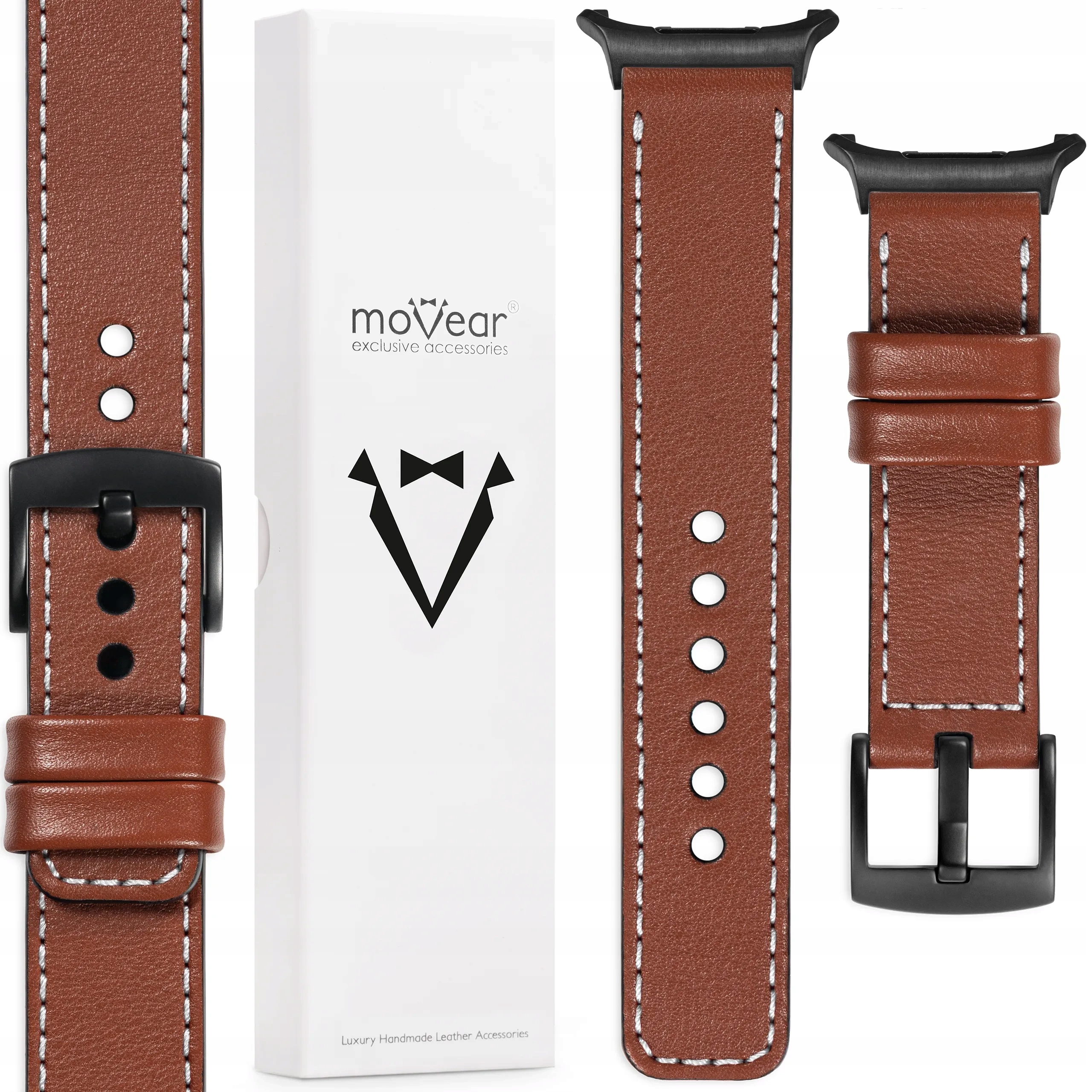 Kožený řemínek pro Samsung Galaxy Watch Ultra premium 24 mm hnědý Movear