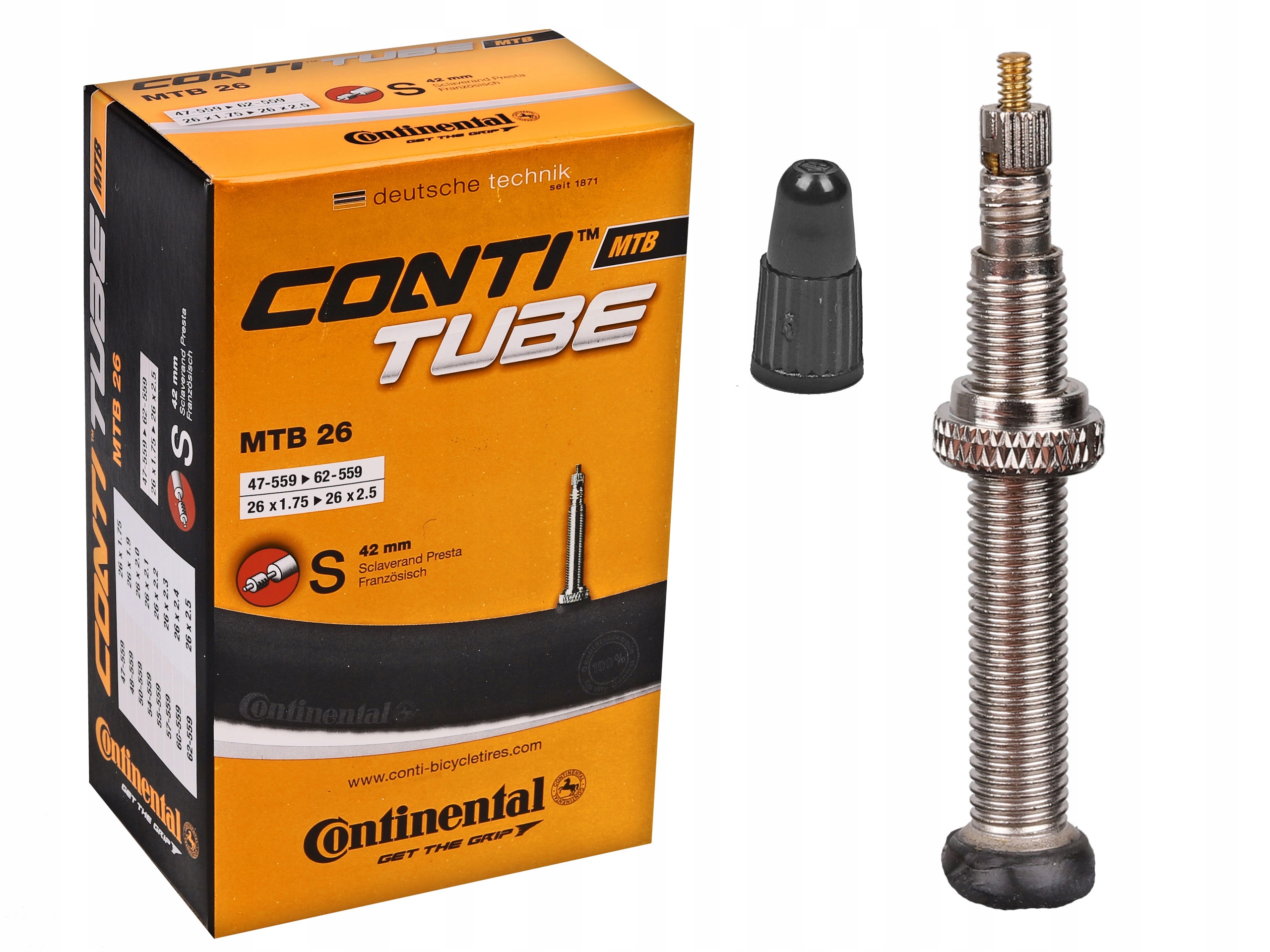 Dętka rowerowa Continental 26x1,75-2,5 presta 42mm Box
