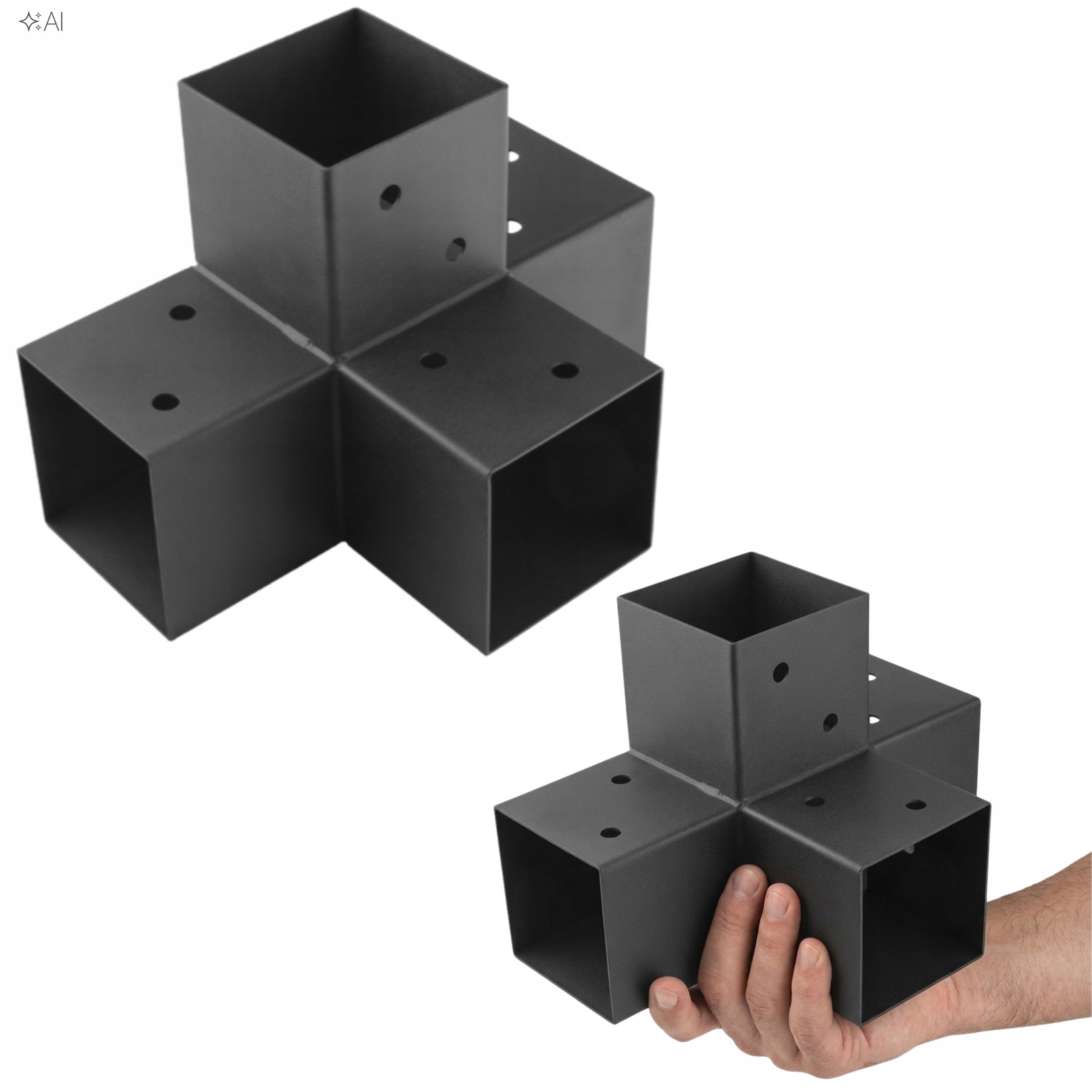 Spojka pro dřevěný čtvercový nosník 120x120, ocelová Domax 122x266x326 mm