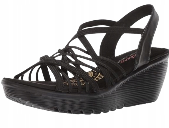 Skechers Klasické Sandály Černé Koturna 36 Žn