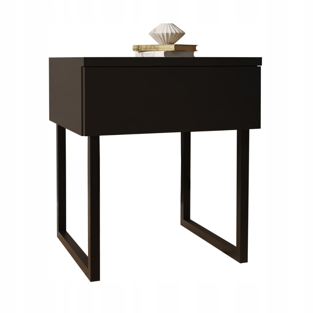 Noční stolek se spodním úchytem na nožičkách, černý, šířka 50 cm