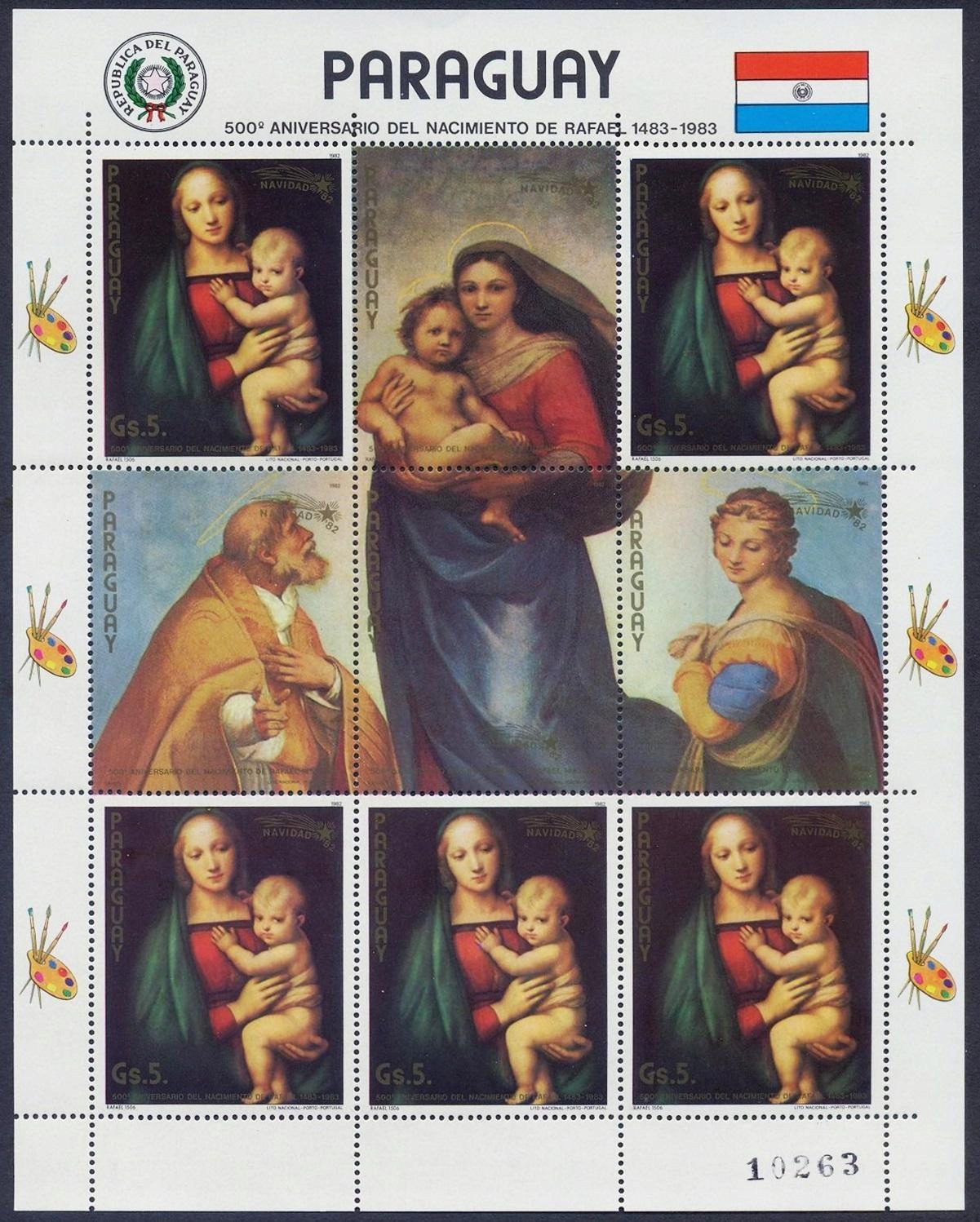 Paragwaj 1982 ark 3559 ** Boże Narodzenie Raffael