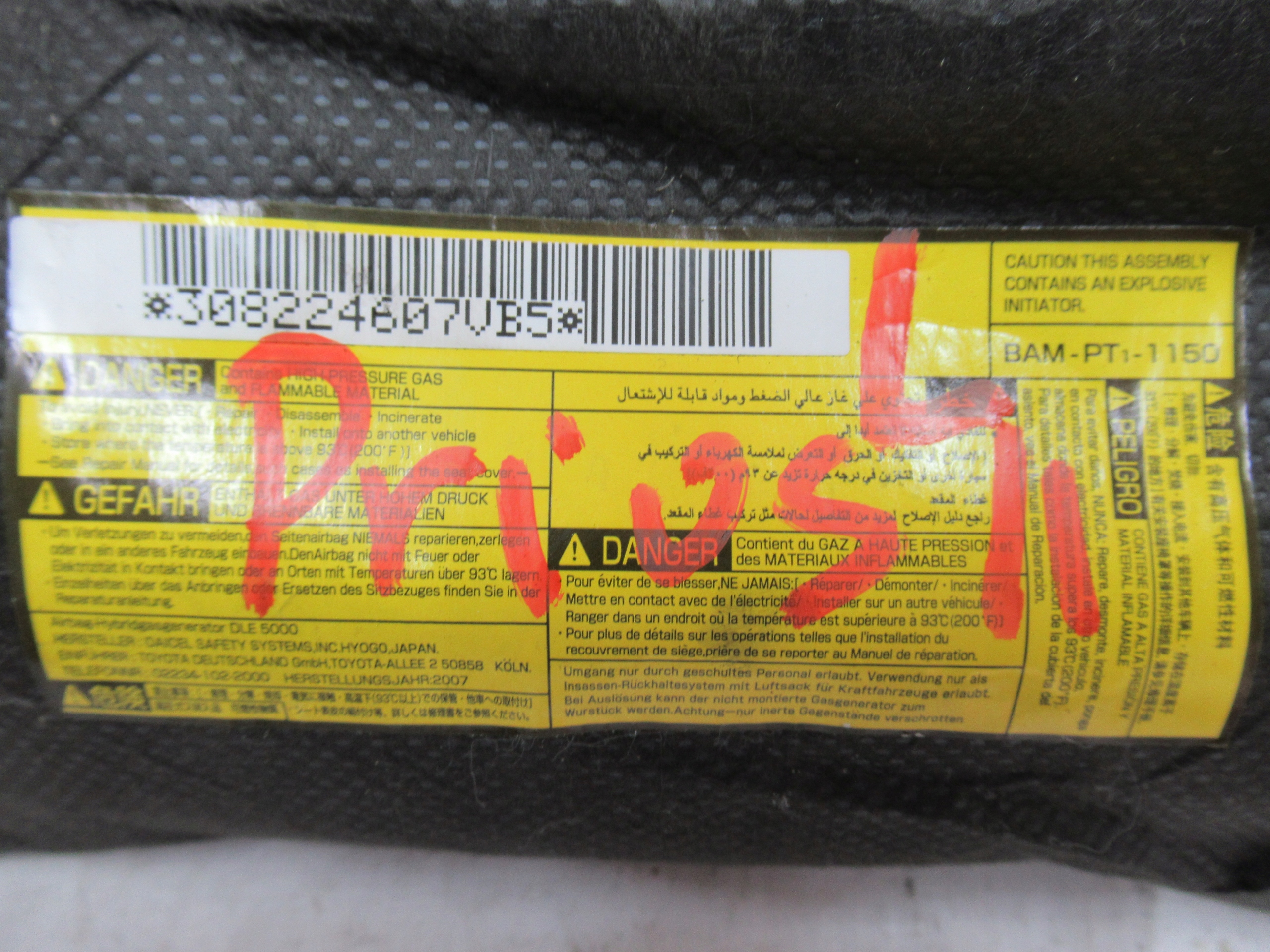 seat airbag left TOYOTA PRIUS II