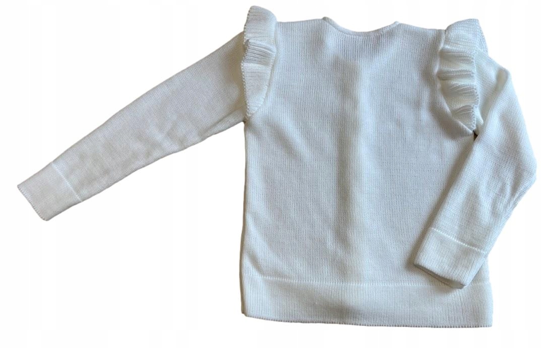 Sweter biały z falbankami rozpinany rozm.140 Marka bez marki
