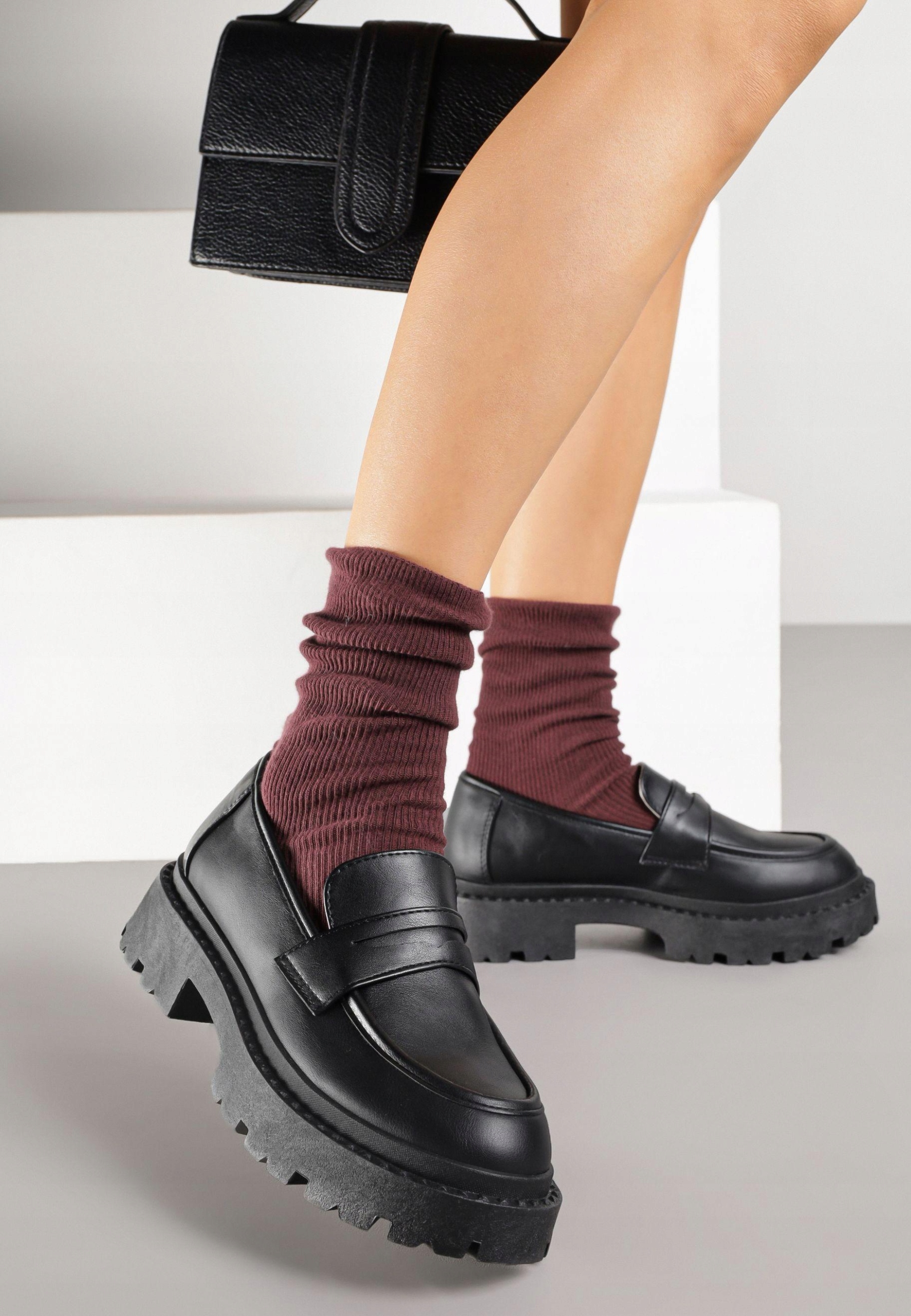 Černé mokasíny Chunky Penny na platformě Trendové Preppy Renee 39