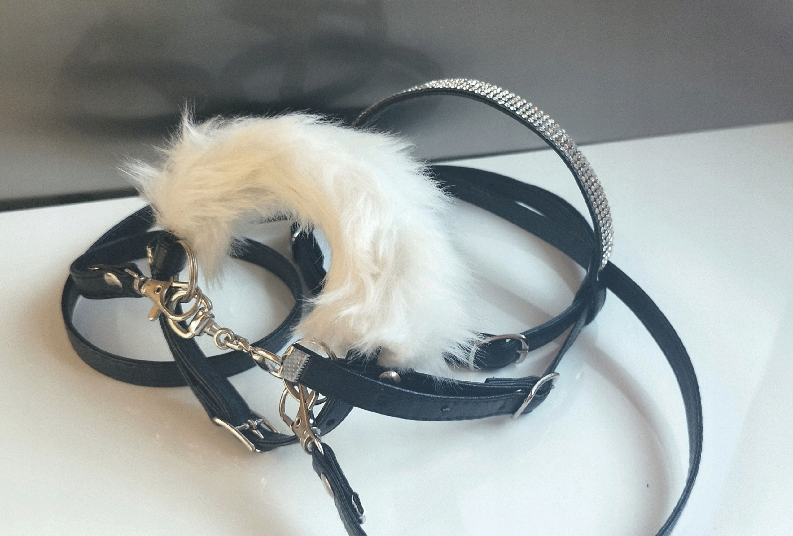 Ogłowie dla hobby horse A3 Model czarne ogłowie z futerkiem