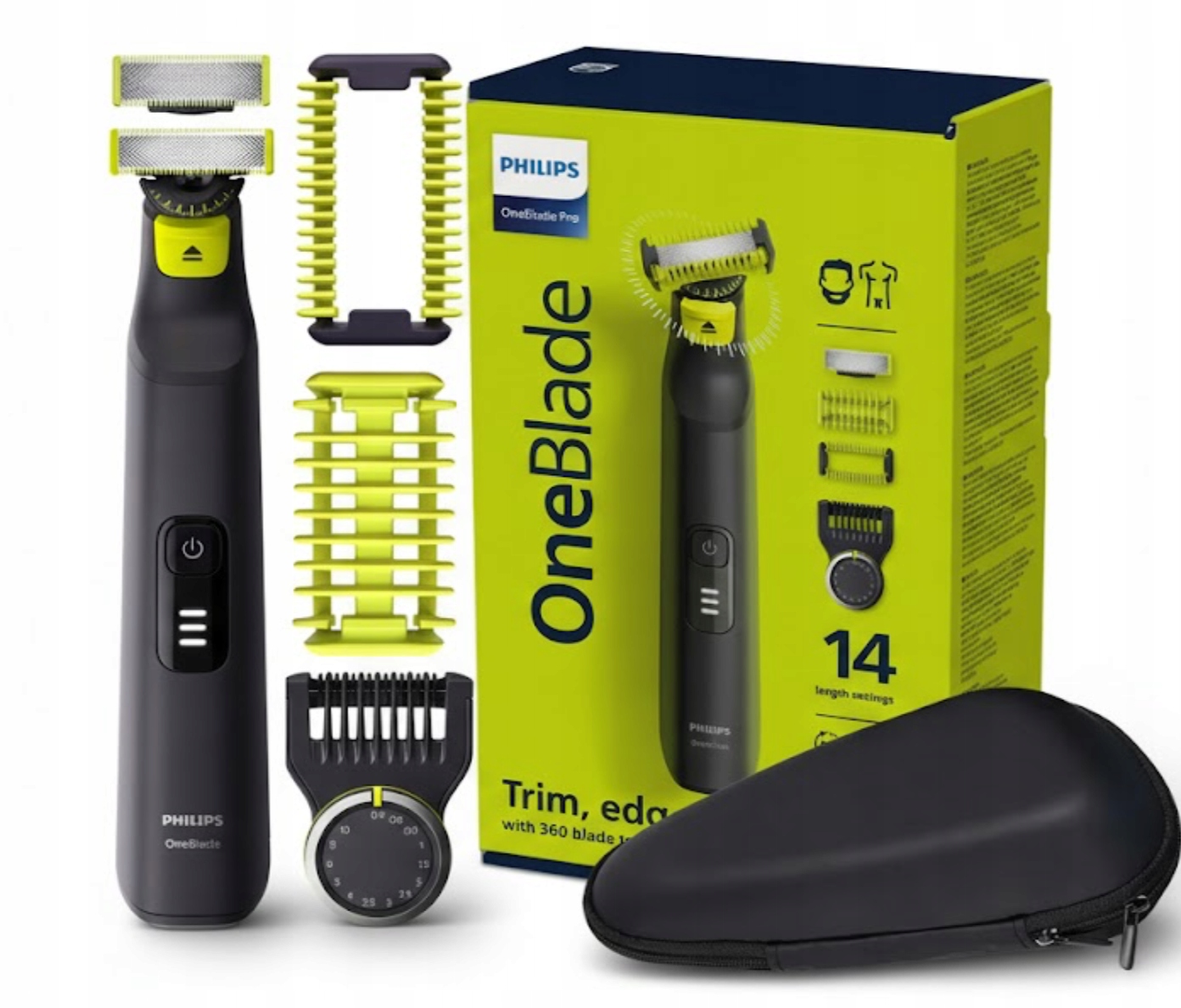 Holiaci Strojček Philips One Blade Na Fúzy Obojstranný One Bledý Pro Puzdro