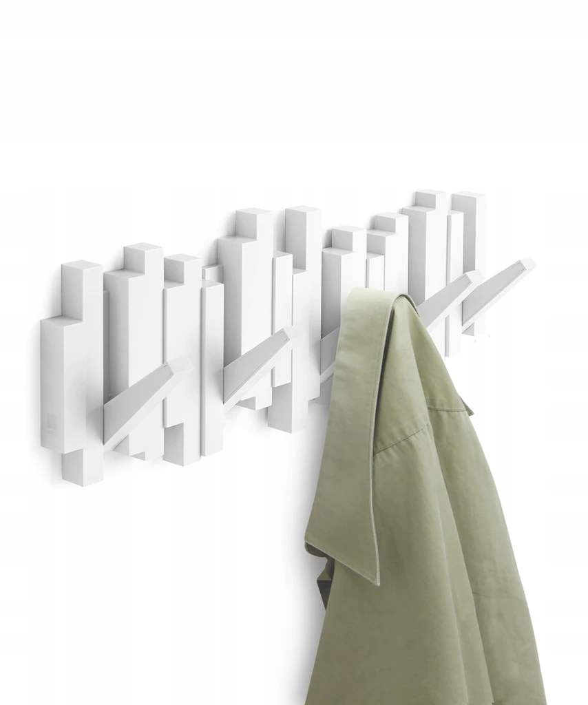 Nástěnný věšák do předsíně na oblečení, moderní, bílý Sticks