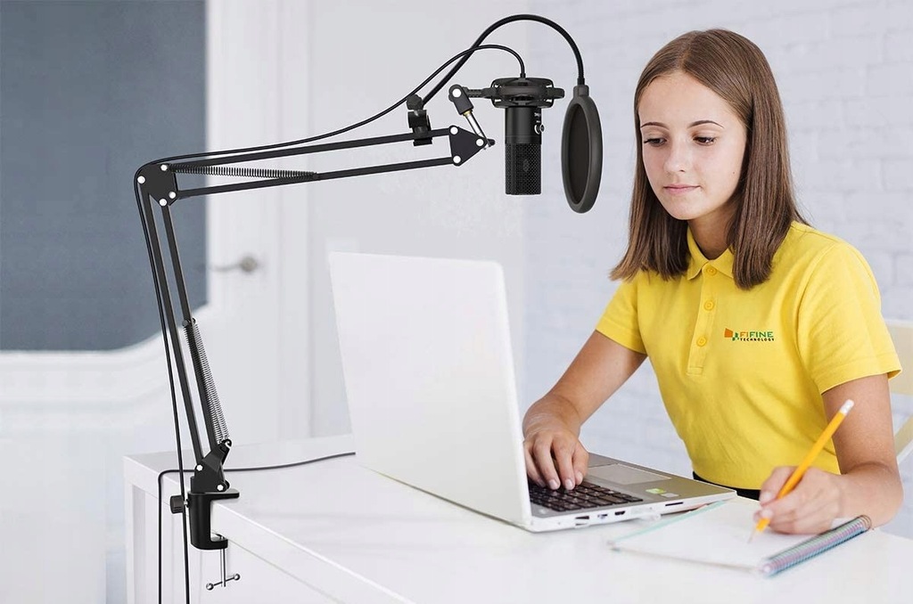 FIFINE T669 MIKROFON KOMPUTEROWY GAMINGOWY Z RAMIENIEM BIURKOWYM POP FILTR Marka Fifine