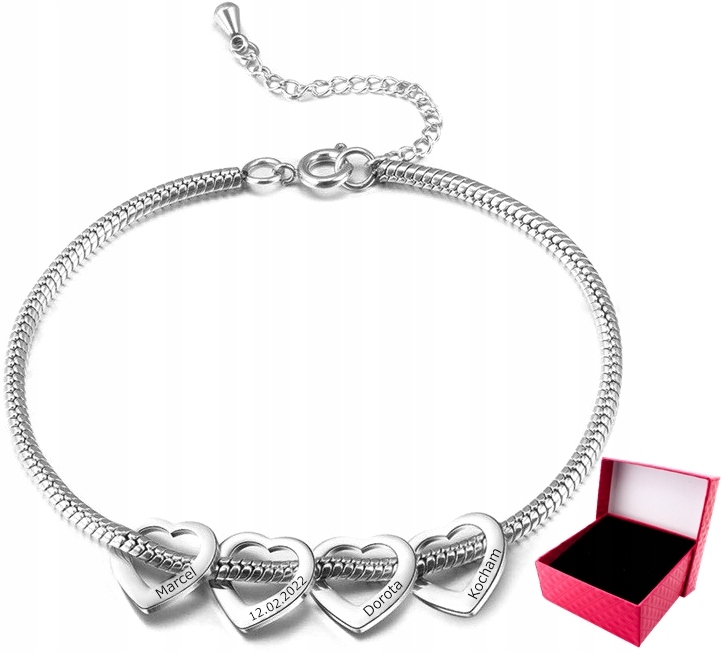 Bransoletka żmijka Serca dla Kobiety mamy Grawer