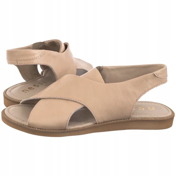 Boty na léto Dámské nazouvací sandály Nessi Béžové 19560 119