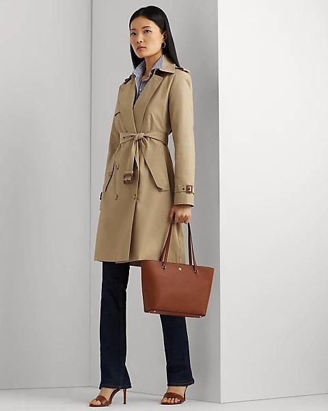 Brązowa Torba Ralph Lauren KARLY Średnia Skórzana One Size Materiał dominujący skóra naturalna