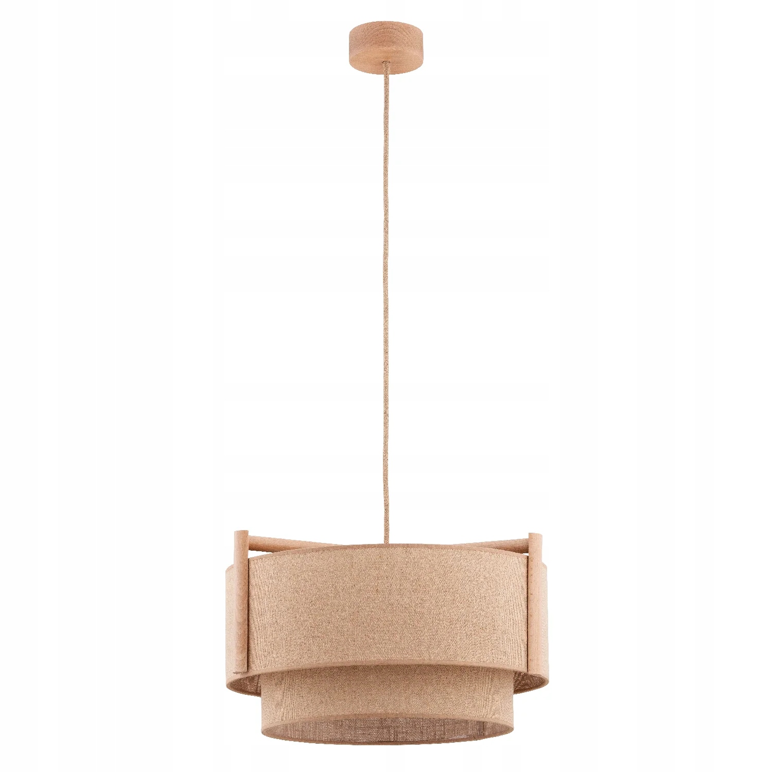 Alfa Závěsná skandinávská dřevěná lampa 1xE27 Béžová Abažurová Ø47 cm