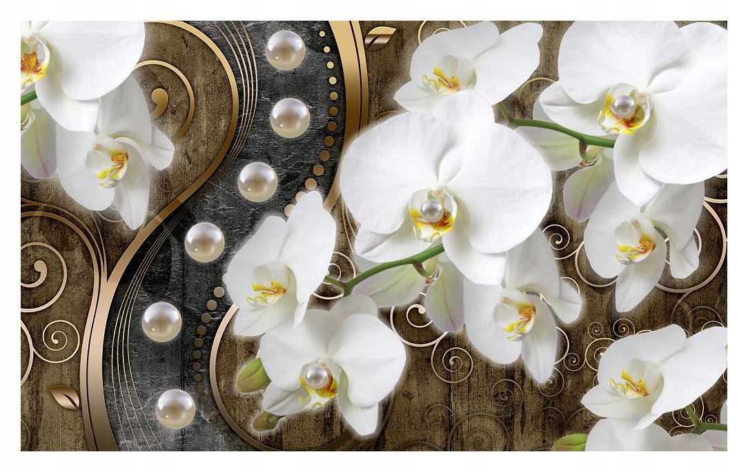 Fototapeta Zlaté orchideje perly elegance záviny vinylová 312x219 lepidlo