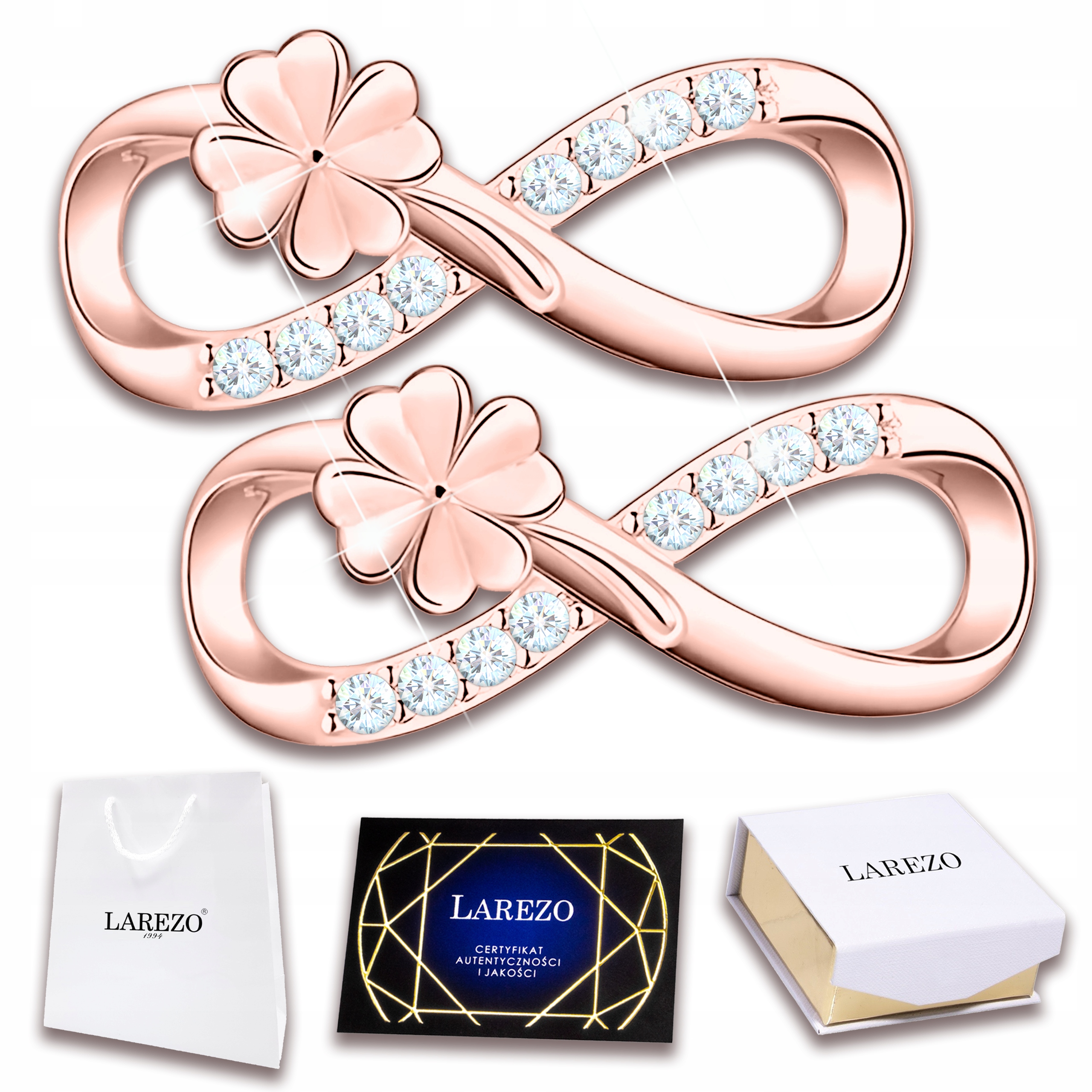 Náušnice Pozlacené Čtyřlístky s nekonečnem Stříbro 925