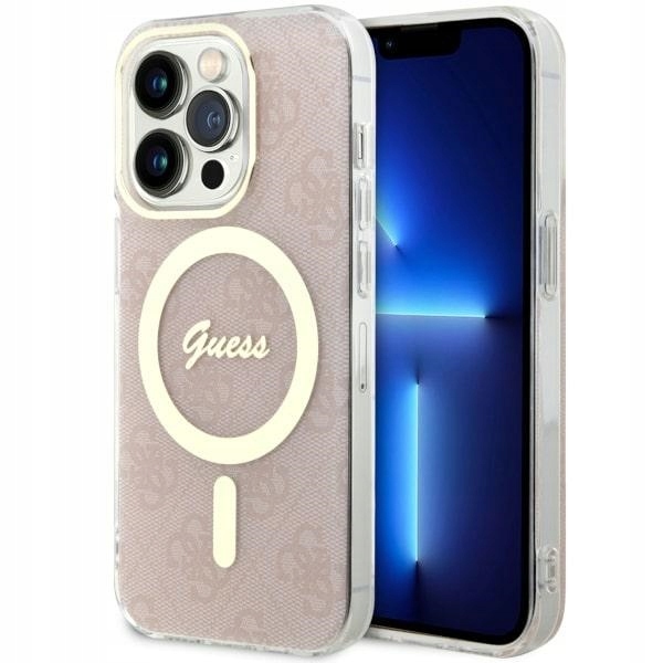 Pouzdro Pro Iphone 14 Pro Guess Hardcase 4G Magsafe Růžové