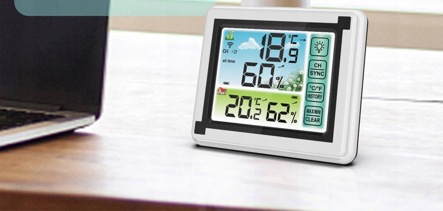 BEZPRZEWODOWA STACJA POGODY METEOROLOGICZNA POGODOWA HIGROMETR Model 1T1