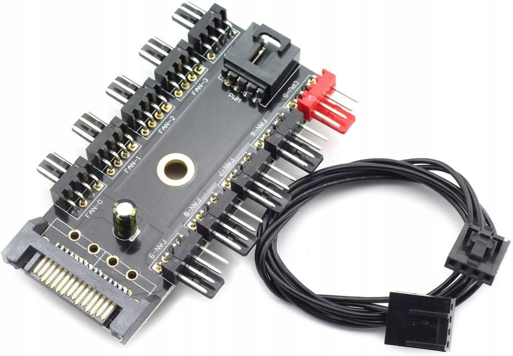 

Hub Rozdzielacz Sata na 10x 3 Pin do wentylatorów
